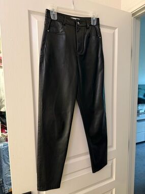 Zara Black Faux Leather High-Waist Pants